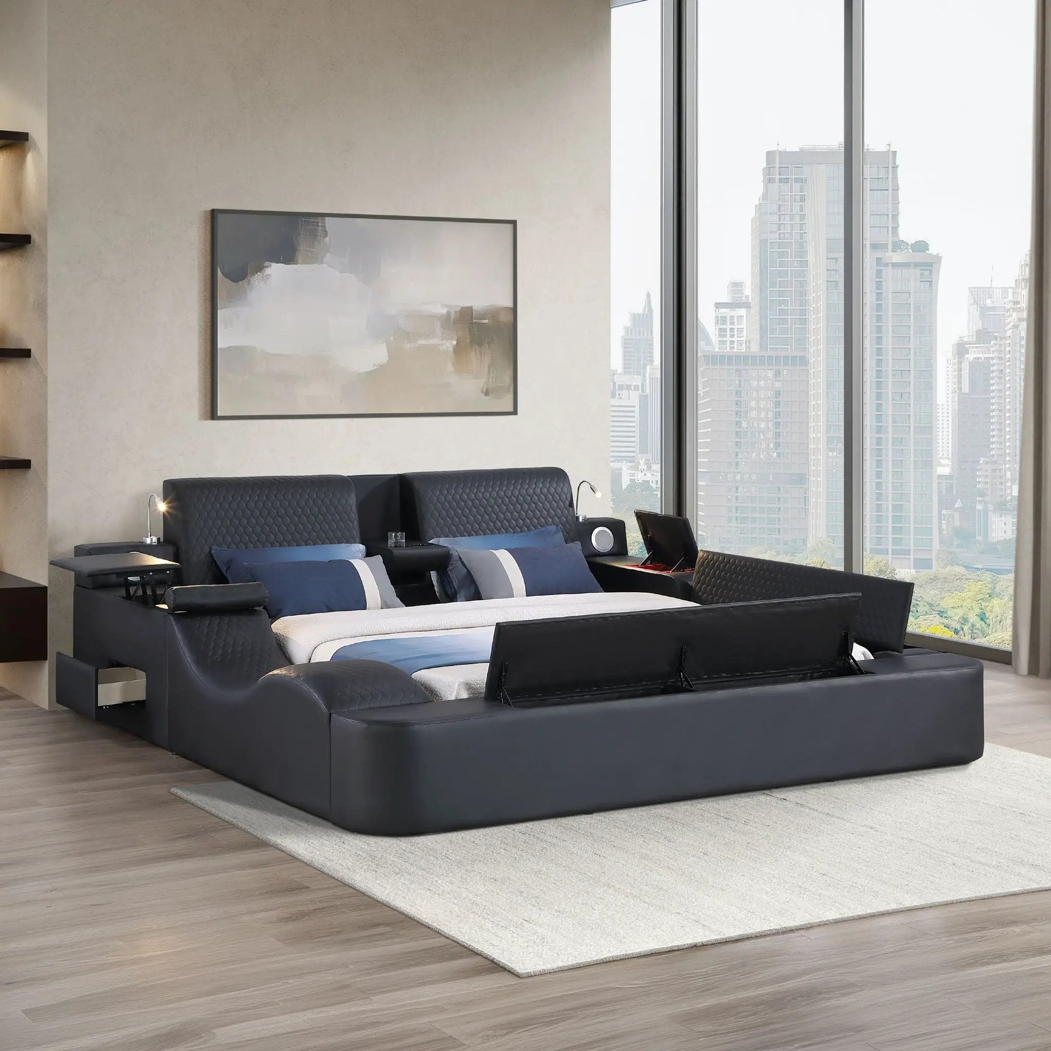 Zoya - Smart Multifunctional Bed, Built In Bluetooth Speakers, USB Charging by HouseOfZazla