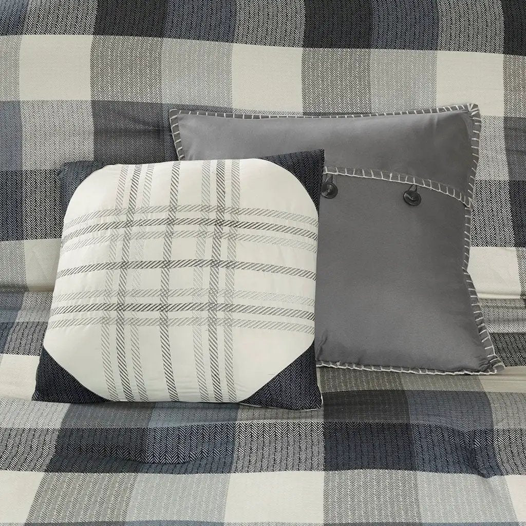 7 Piece Herringbone Comforter Set Grey Cal King by HouseOfZazla