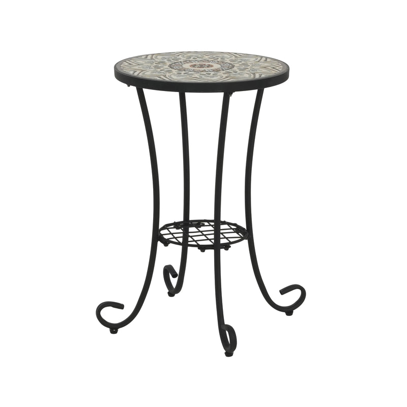 Patio Side Table with Shelf, Brown and Black by HouseOfZazla