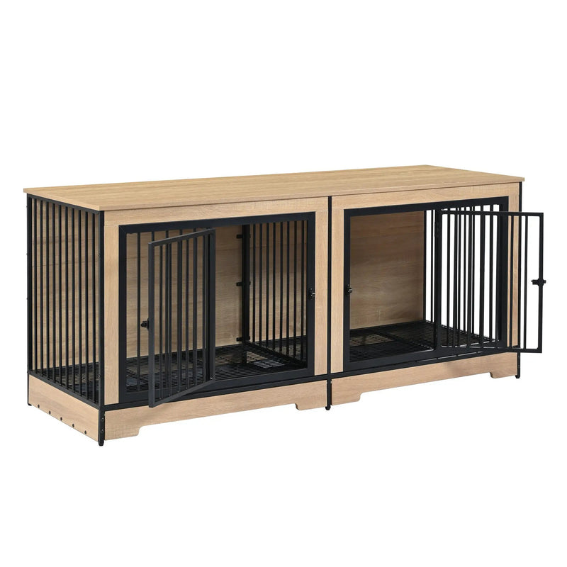 Dog Crate Furniture with Two Combined Rooms by HouseOfZazla