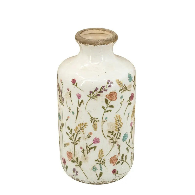 Ceramic Cylinder Vase with Multi-Colored Floral Motifs by HouseOfZazla