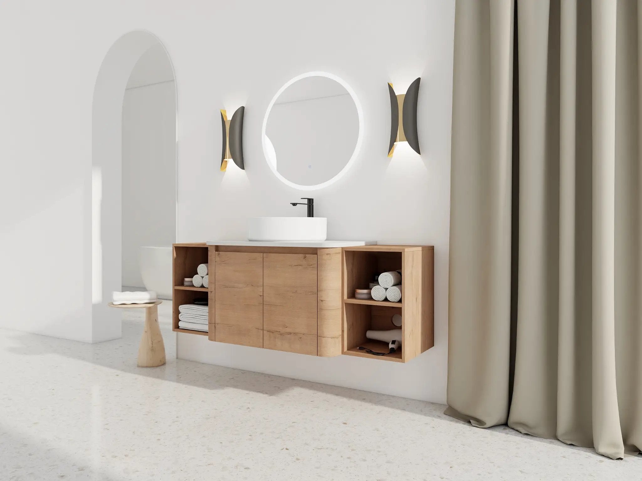 54" Wall-Mounted Bathroom Vanity With Ceramic Art Sink by HouseOfZazla