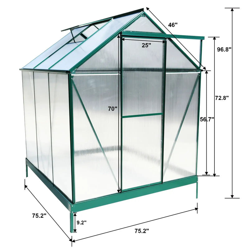 Polycarbonate house, Heavy Duty Outdoor Aluminum Walk-In House Kit With Rain Gutter, Vent And Door For Backyard Garden by HouseOfZazla