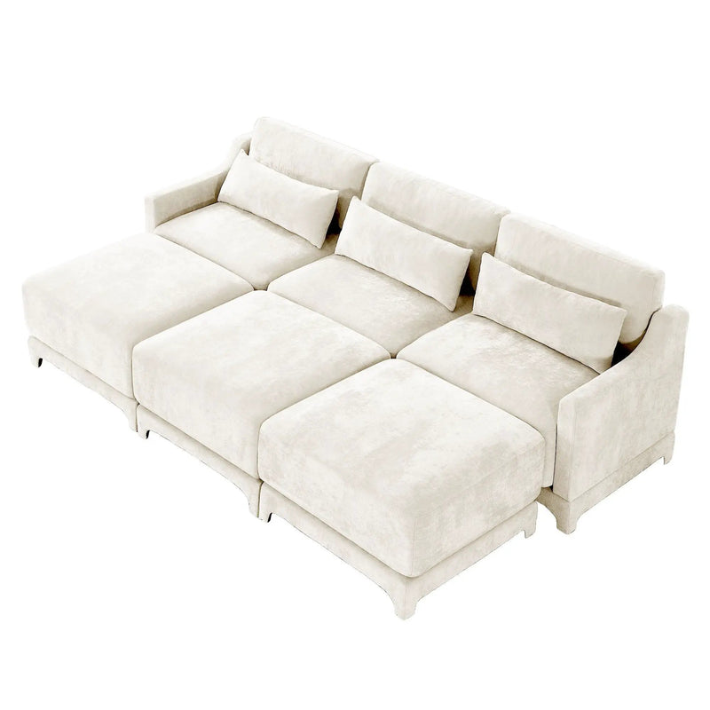 Stylish Sofa With Ottoman And Lumbar Pillows, Ergonomic Design by HouseOfZazla