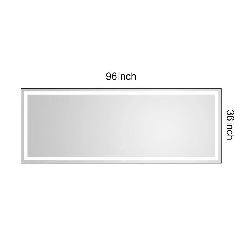 96 x 36 Inch LED Bathroom Mirror with Aluminum Frame by HouseOfZazla