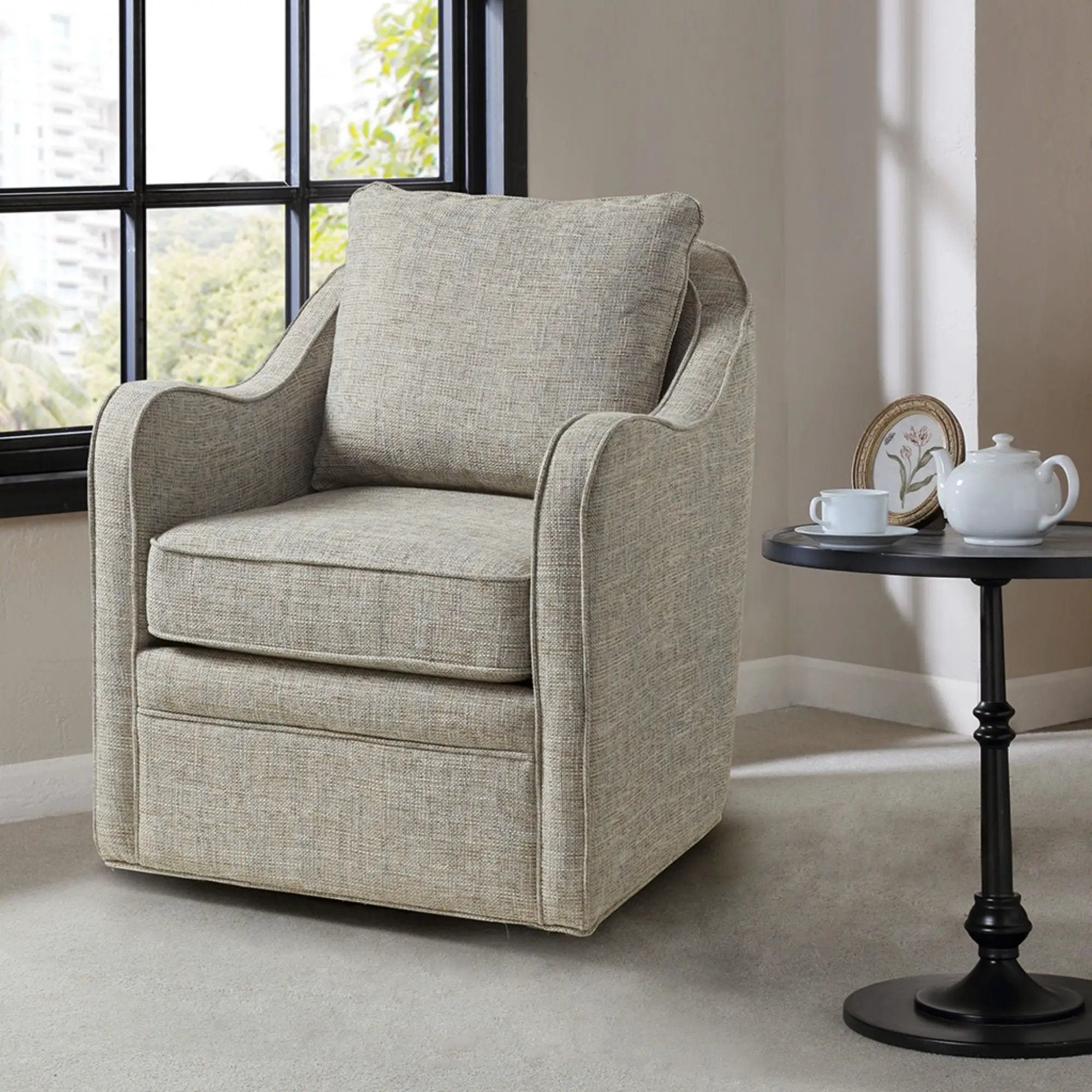 Wide Seat Arm Chair With 360 Degree Rotation by Unique Piece Furniture