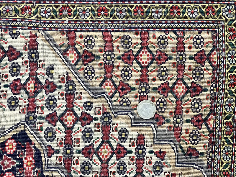 Afghan Rug 4x5, Wool with Silk Highlights, Very Fine Hand Knotted Vintage Oriental Carpet, Herati Pattern, Persian Rug, Bidjar Rug, 400 KPSI by Jewel Rugs