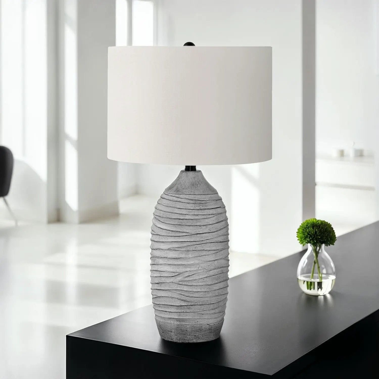 Lighting, Table Lamp, Resin, Modern - Gray / Cream by Unique Piece Furniture