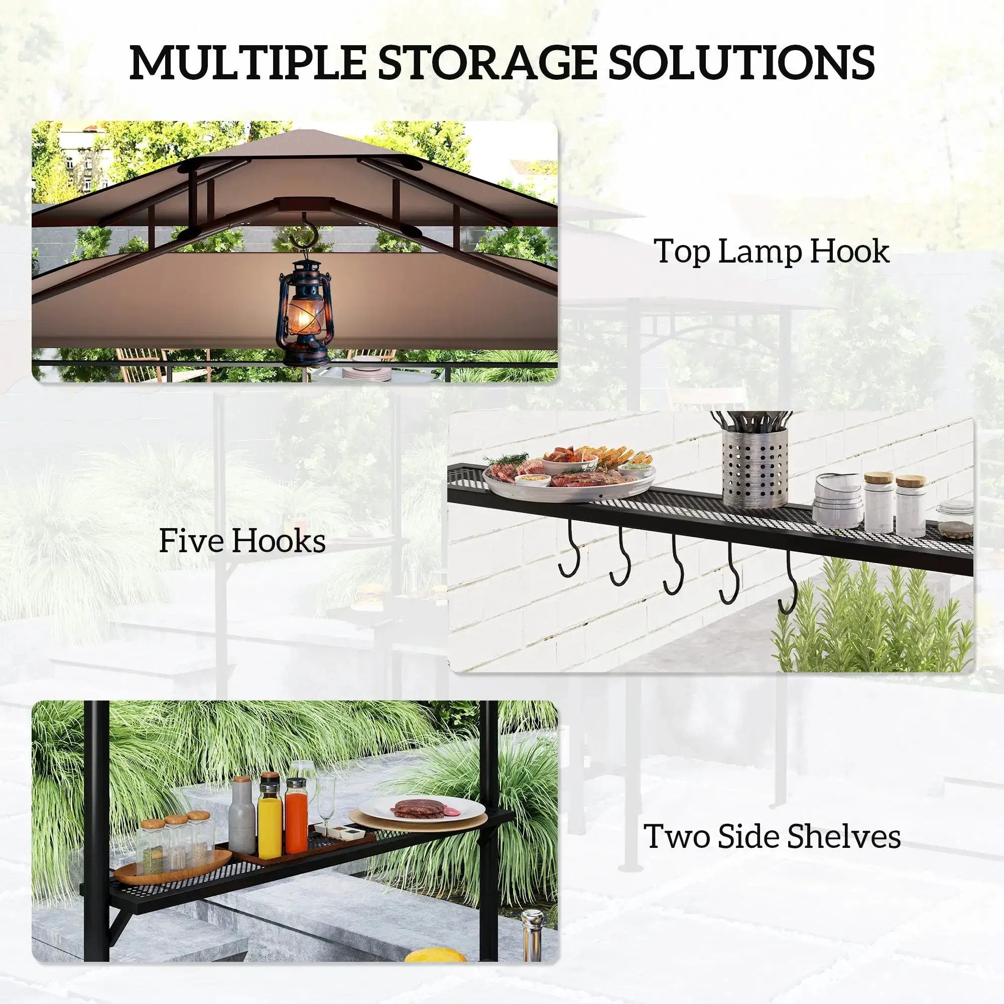 Outdoor Grill Gazebo 8' x 5' Gazebo Shelter with Side Awning by HouseOfZazla