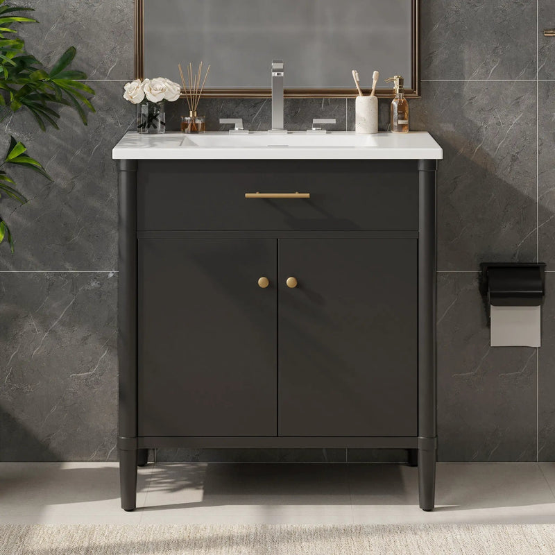 Bathroom Vanity With Sink, Soft Close Doors And Adjustable Shelf by HouseOfZazla