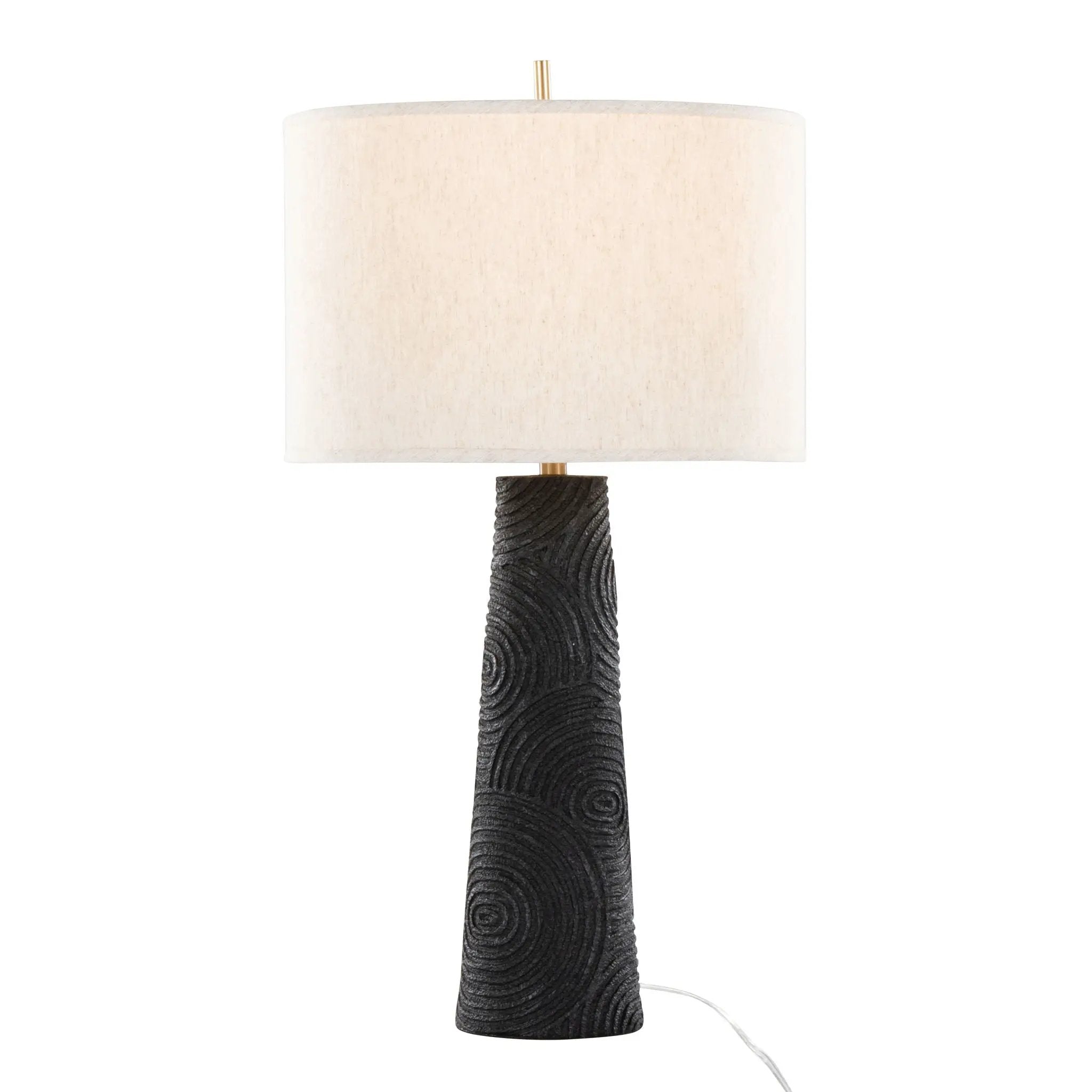 Kona - Contemporary Table Lamp (Set of 2) - Matte Black / Modern Brass / Natural by HouseOfZazla