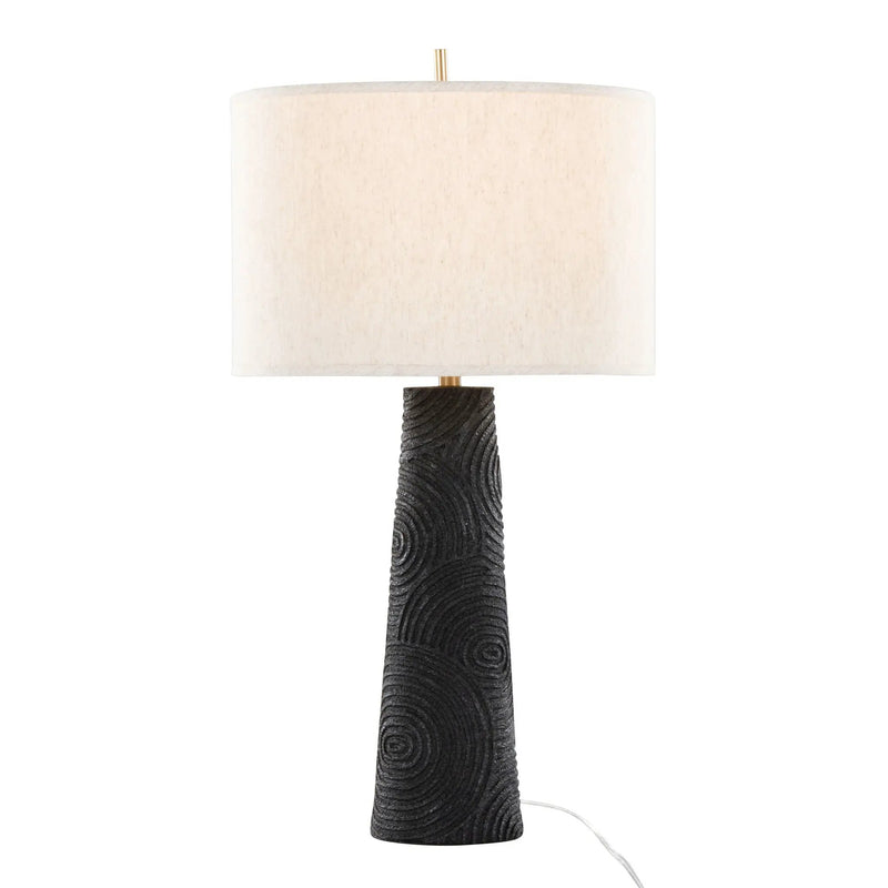 Kona - Contemporary Table Lamp (Set of 2) - Matte Black / Modern Brass / Natural by HouseOfZazla