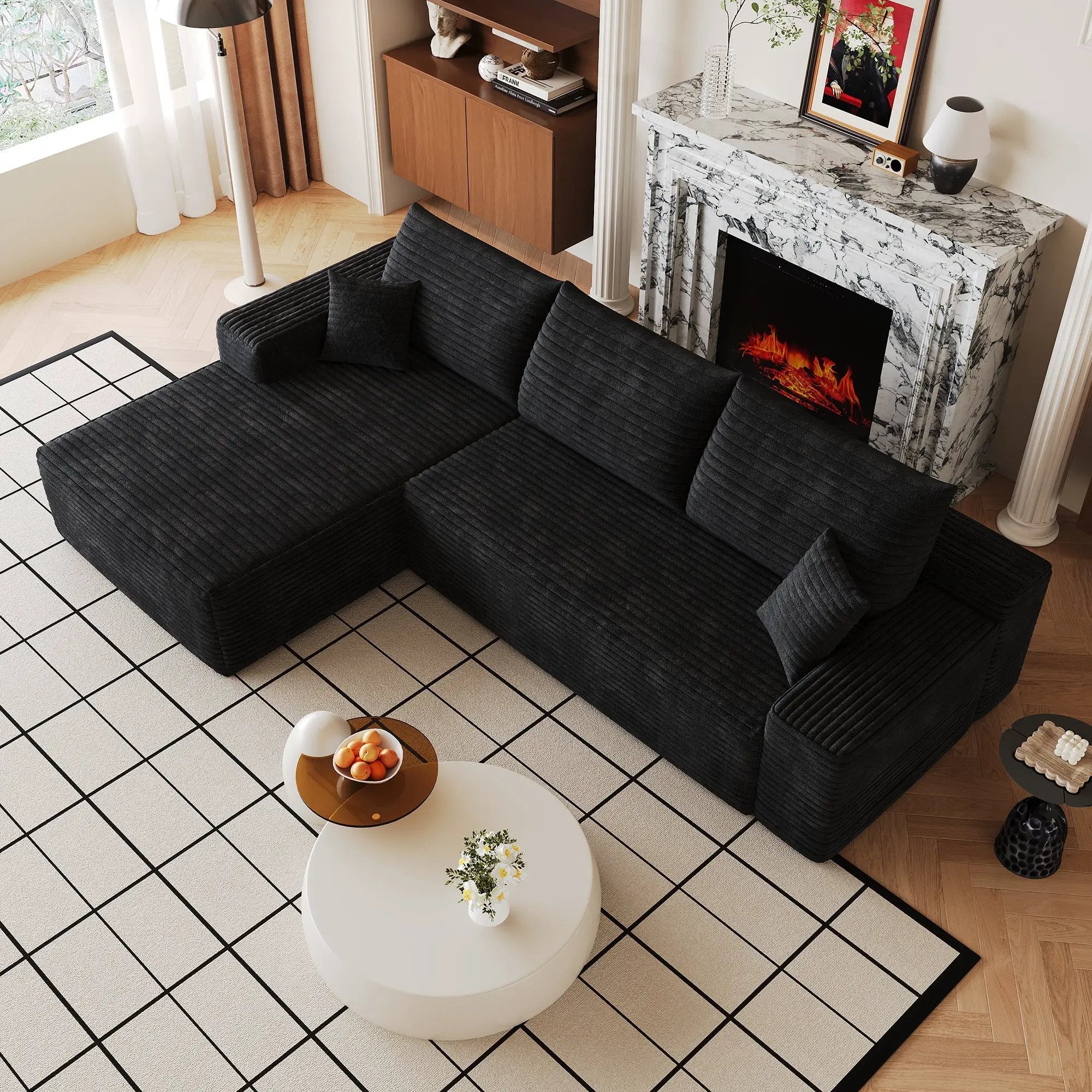 107" Cloud Sectional Couch with L-Shape Chaise by HouseOfZazla