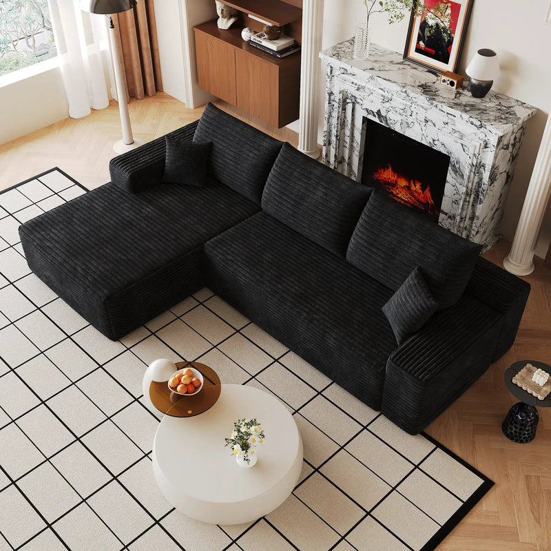107" Cloud Sectional Couch with L-Shape Chaise by HouseOfZazla