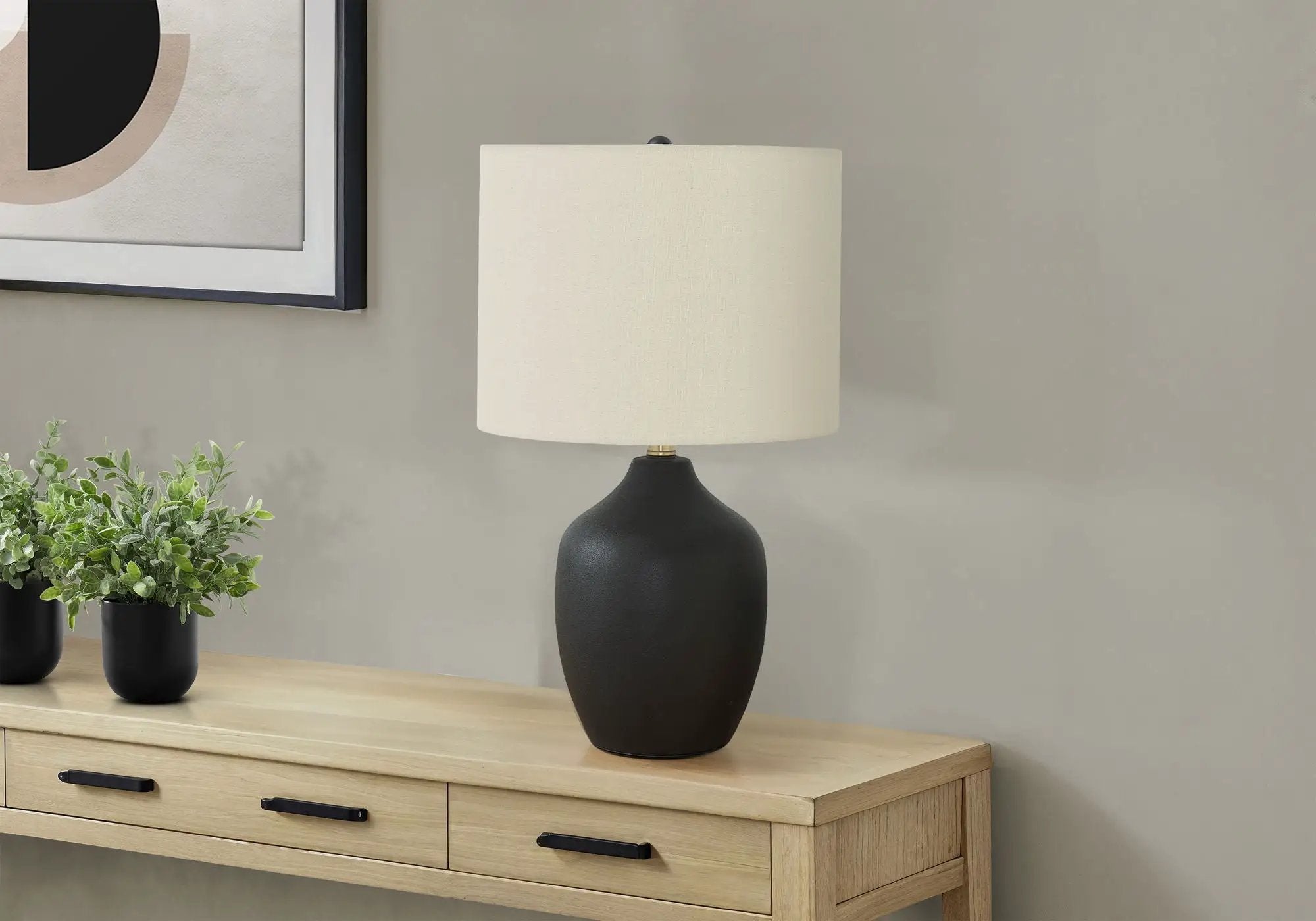 Lighting, Table Lamp, Ceramic, Transitional - Black / Cream by Unique Piece Furniture