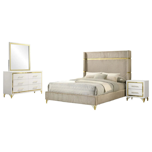 Lucia 4-piece Eastern King Bedroom Set Beige and White, photo 2 of 7