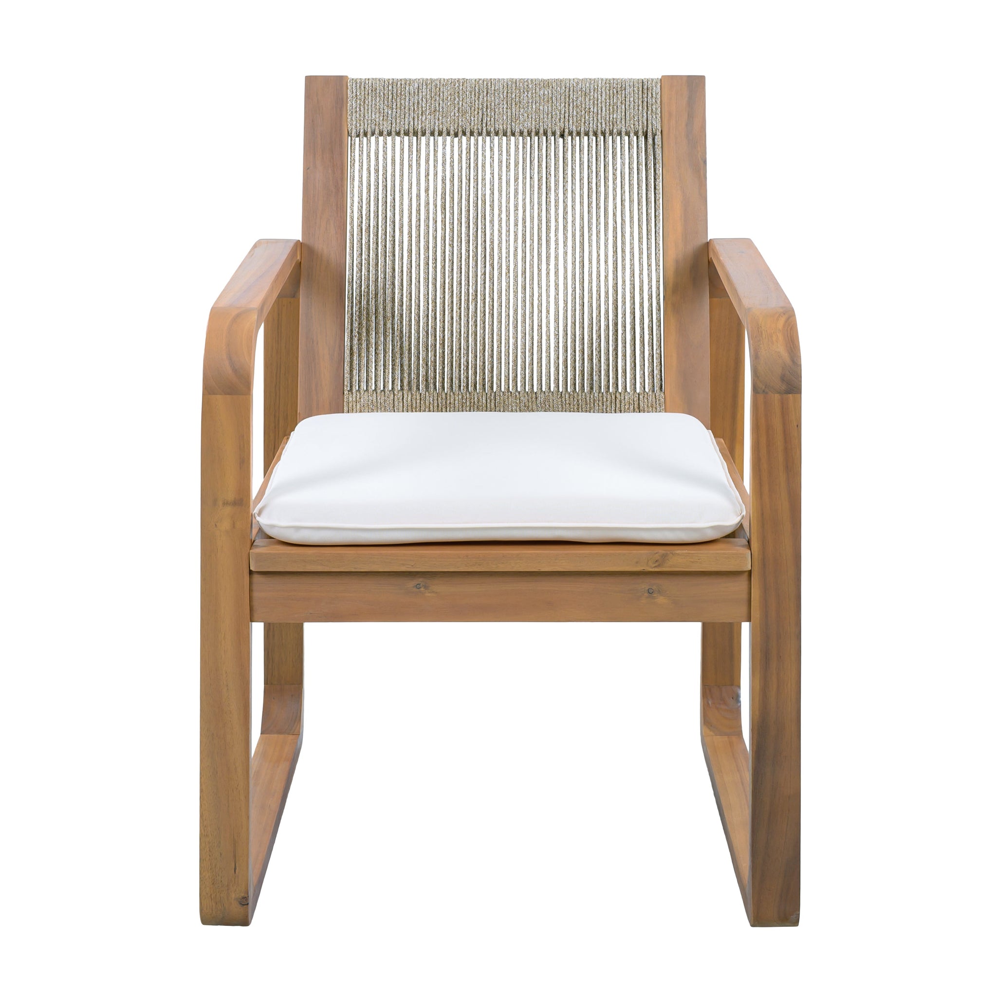 2-Piece Outdoor Dining Chairs Set: Acacia Wood with Rope Back by HouseOfZazla