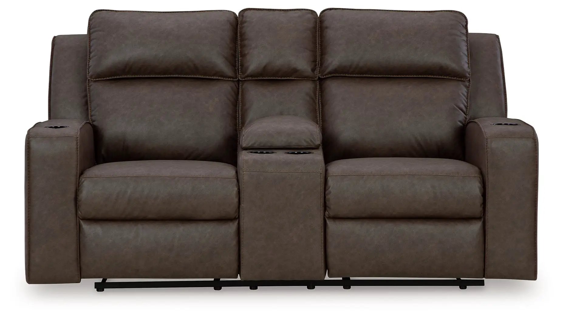 Lavenhorne - Dbl Rec Loveseat W/Console - Granite by Unique Piece Furniture