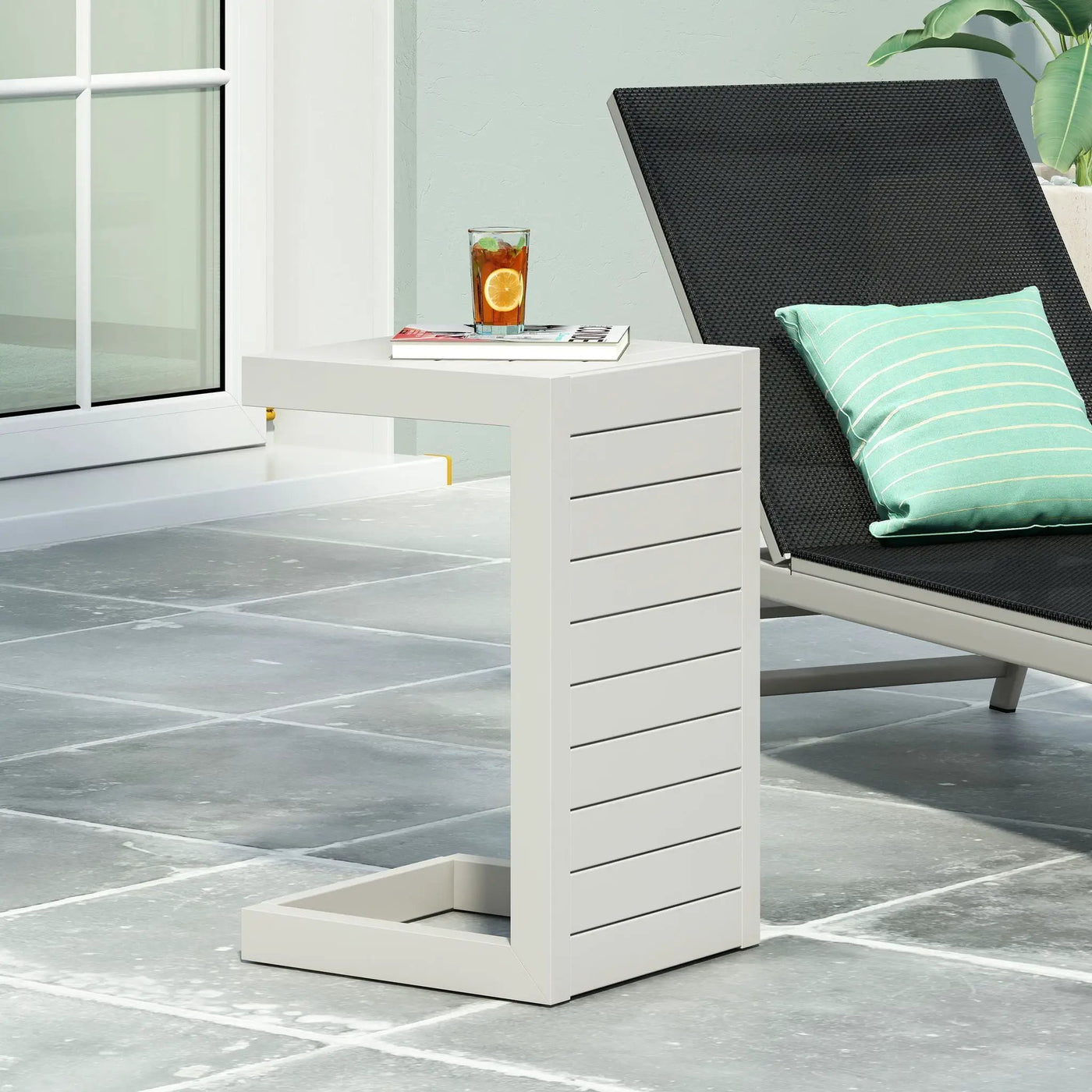 Aluminum Outdoor C-Shaped Side Table for Patio by HouseOfZazla
