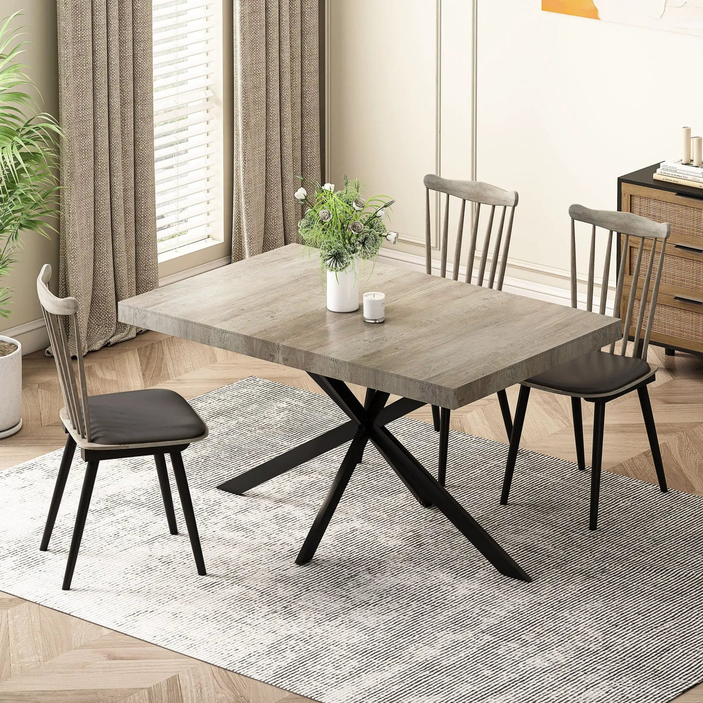 Retro Rectangular Stretch Dining Table With Embossed Center Plate by HouseOfZazla