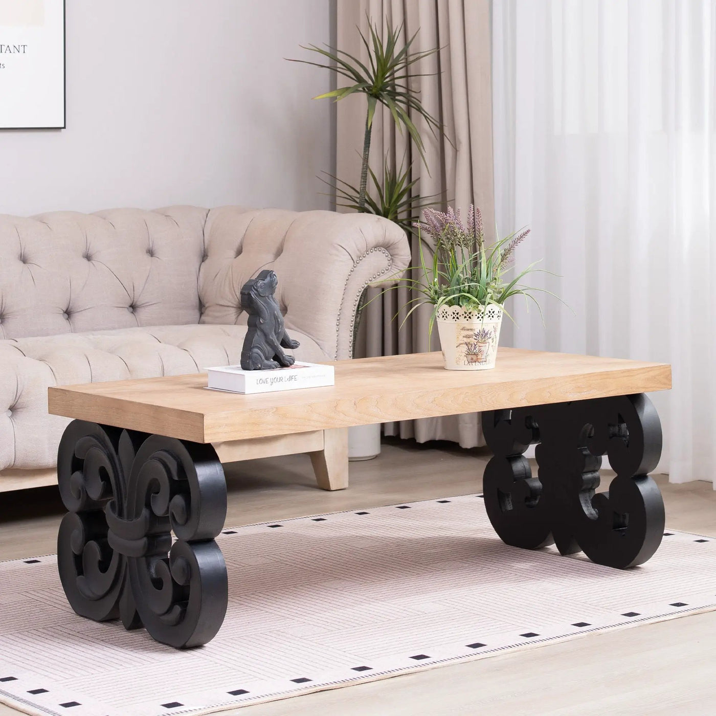 Ornate Scroll Base Coffee Table by Unique Piece Furniture
