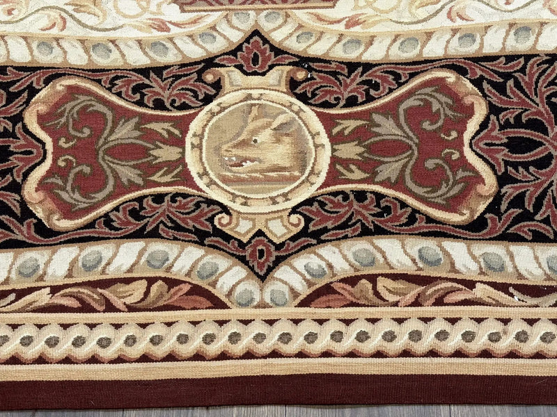 French Aubusson Rug 9x12 - European Design Flatweave Carpet by Jewel Rugs