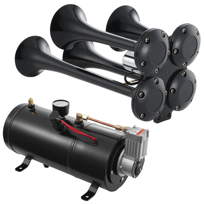 Train Horns Kit, 4 Trumpet Air Horn Kit, 150dB for Pickup Trucks by HouseOfZazla