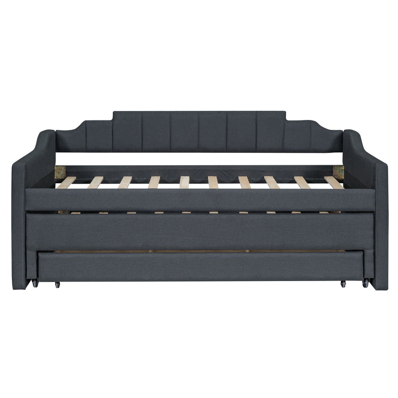 Upholstered Simple Design Daybed With Trundle And 3 Drawers