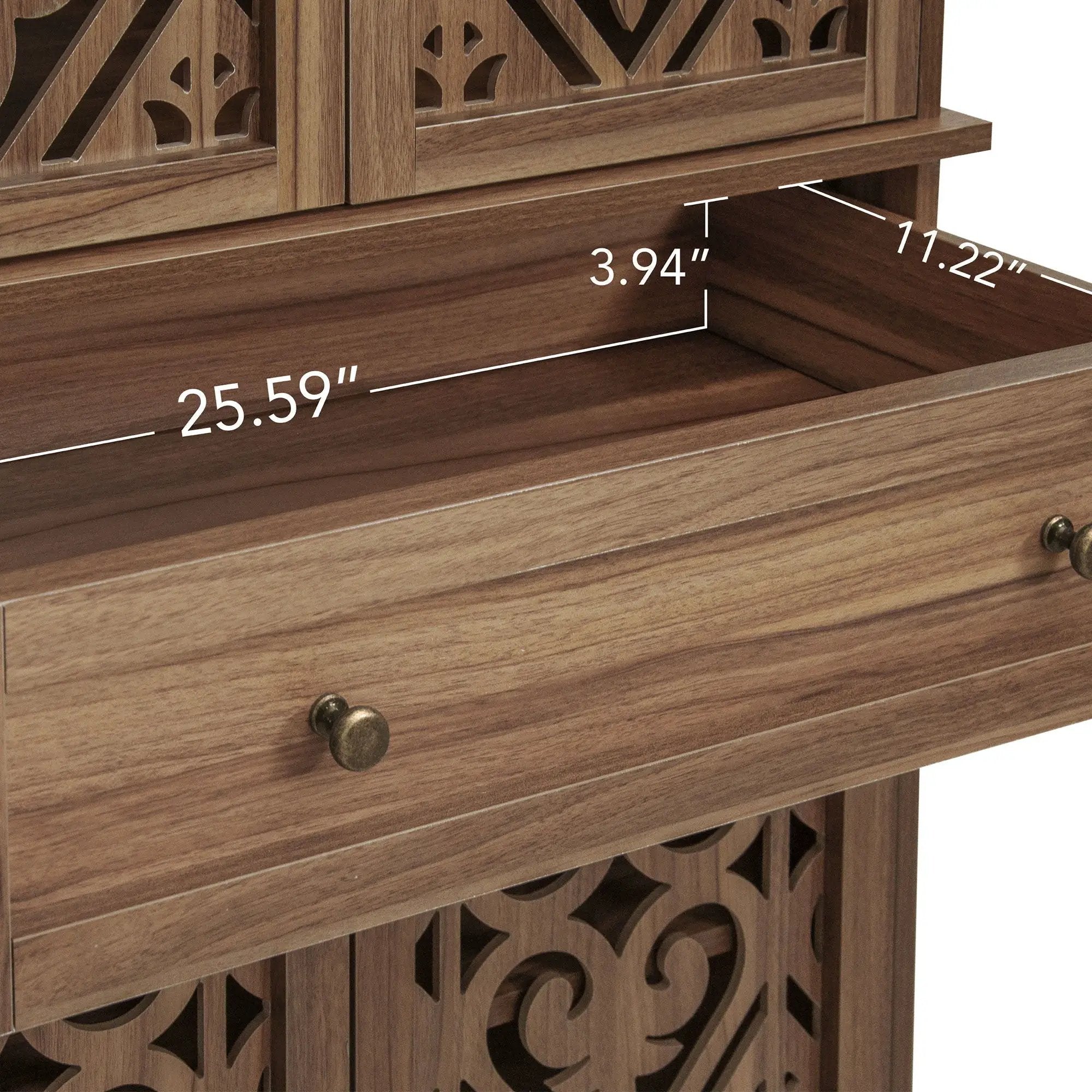 4 Door Cabinet With 1 Drawer, With 4 Adjustable Inner Shelves, Storage Cabinet by Unique Piece Furniture