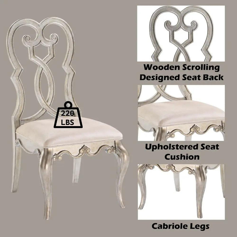 Esteban - Side Chair (Set of 2) - Ivory Velvet & Antique Champagne by Unique Piece Furniture