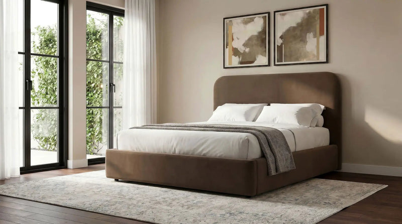Anders Upholstered Queen Storage Lift Platform Bed Chocolate by Unique Piece Furniture