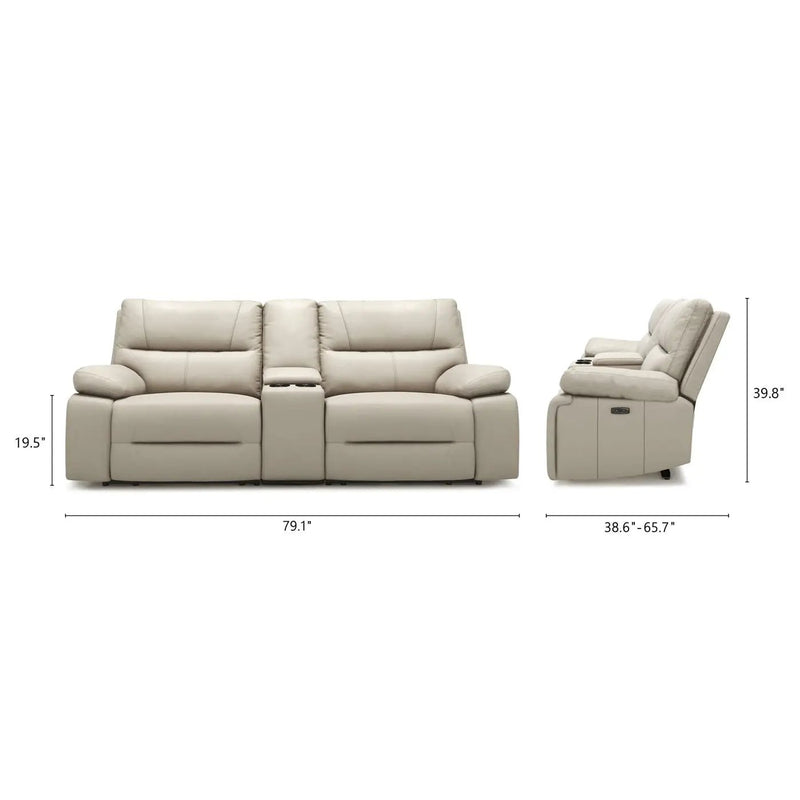 Malibu - Modern Power Motion 3 Piece Reclining Loveseat Sofa With Cup Holders - Cream Taupe Beige by HouseOfZazla