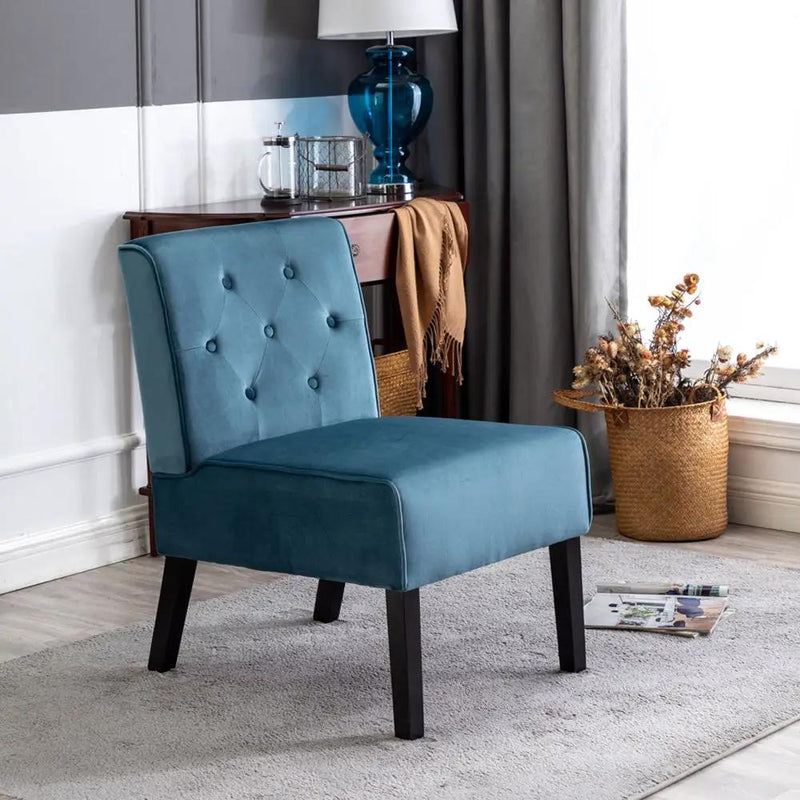 Reese - Living Room Armless Button Tufted Pattern Accent Chair (Set of 2) by HouseOfZazla