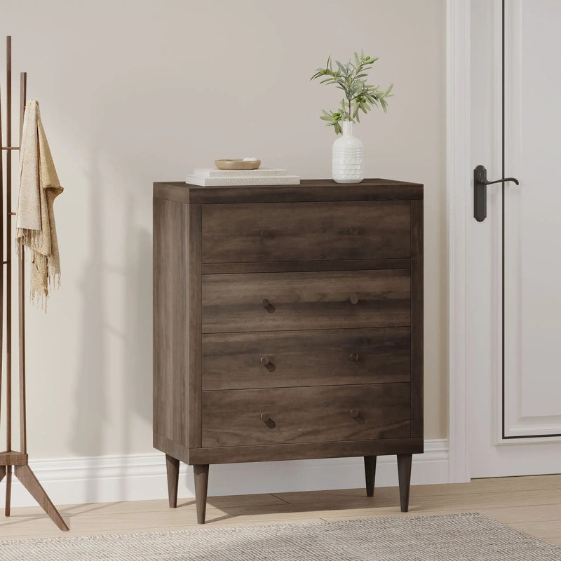 Farhart Mid Century Modern 4 Drawer Dresser - Walnut by HouseOfZazla