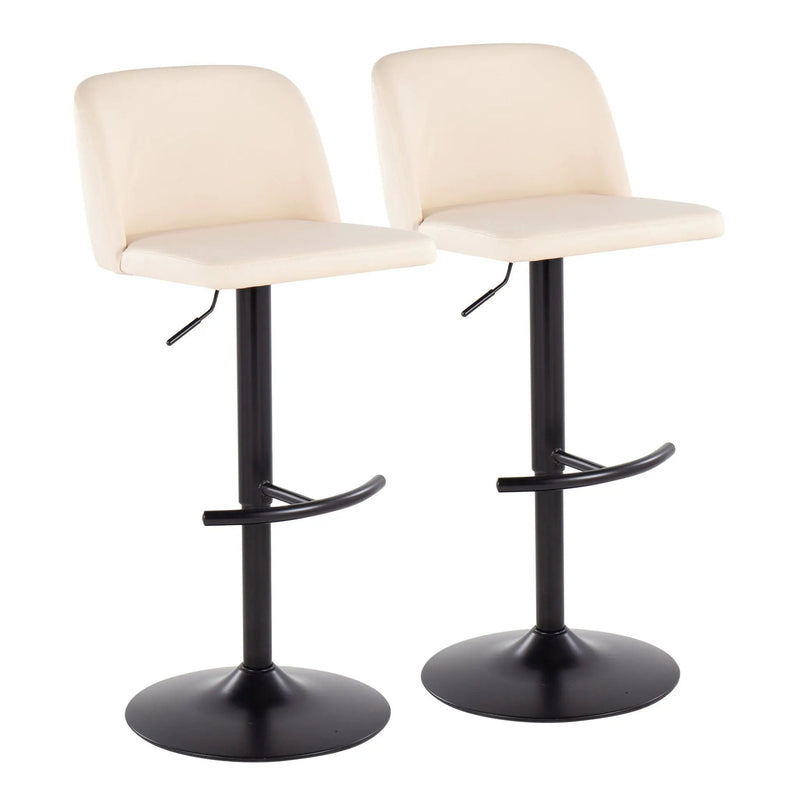 Toriano - Contemporary Adjustable Bar Stool With Rounded T Footrest (Set of 2) by HouseOfZazla