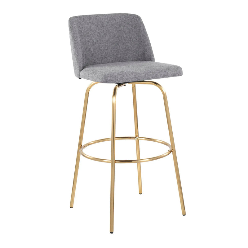 Toriano - Contemporary Fixed Height Barstool With Swivel And Round Footrest (Set of 2) by HouseOfZazla