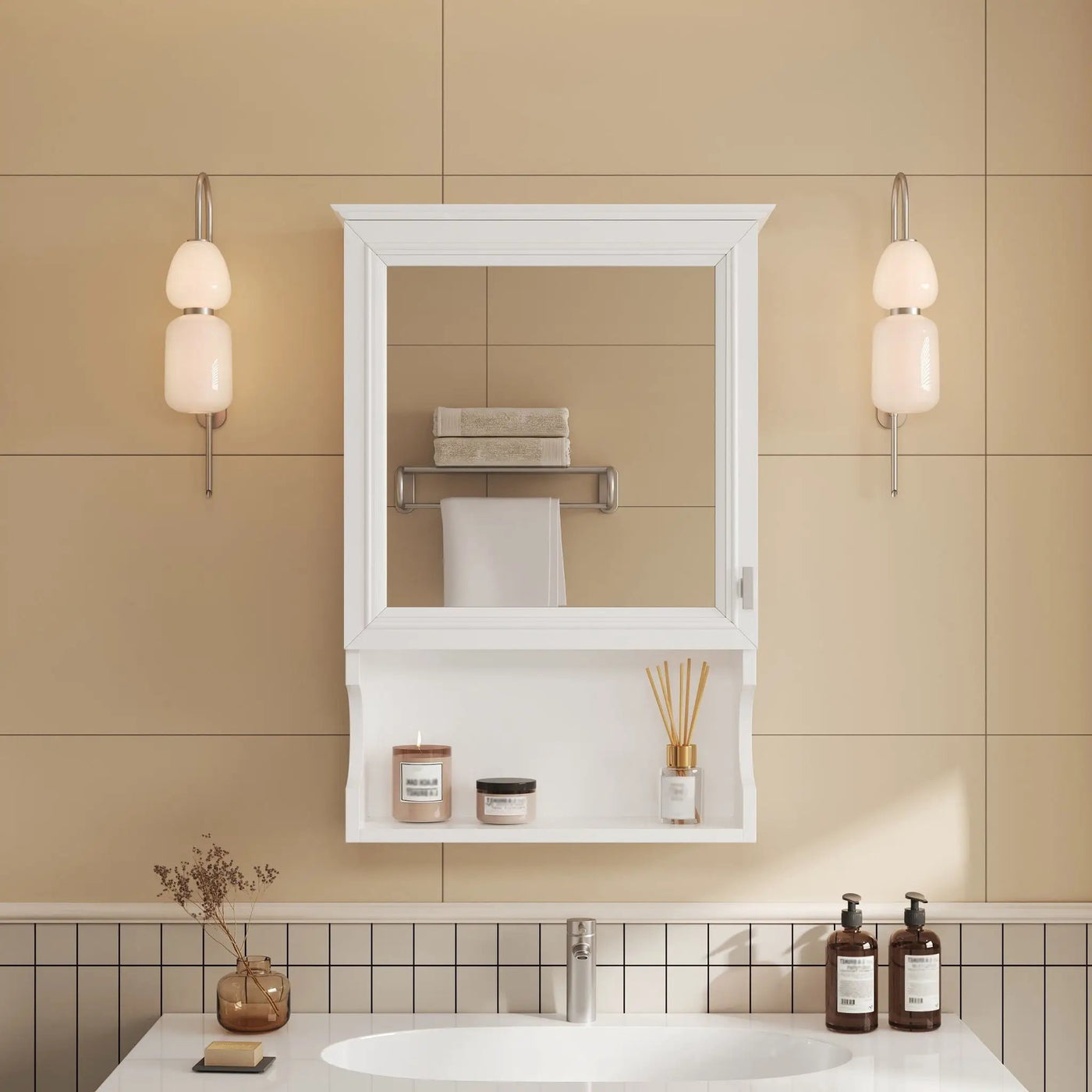 Wall Mounted Bathroom Storage Cabinet With Mirror, Soft Closing Hinges by Unique Piece Furniture