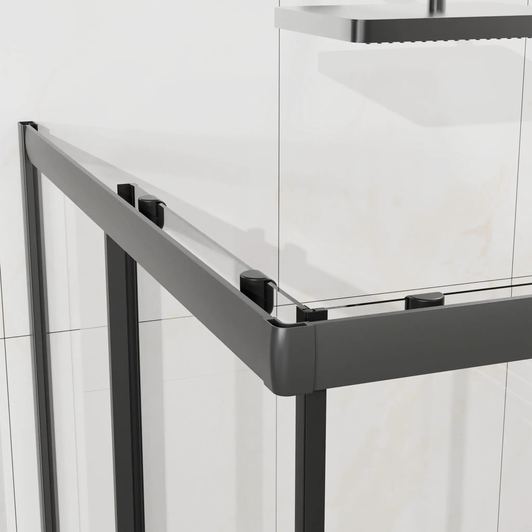 Corner Shower Enclosure With Sliding Door - Matte Black by HouseOfZazla