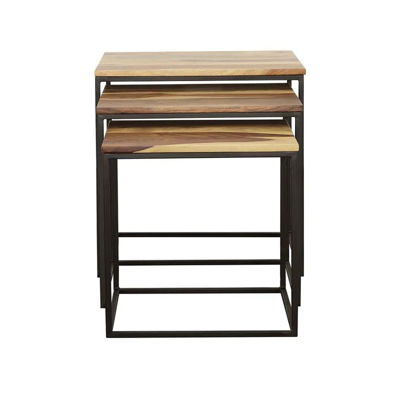 Belcourt 3-piece Square Nesting Tables Natural and Black by Unique Piece Furniture