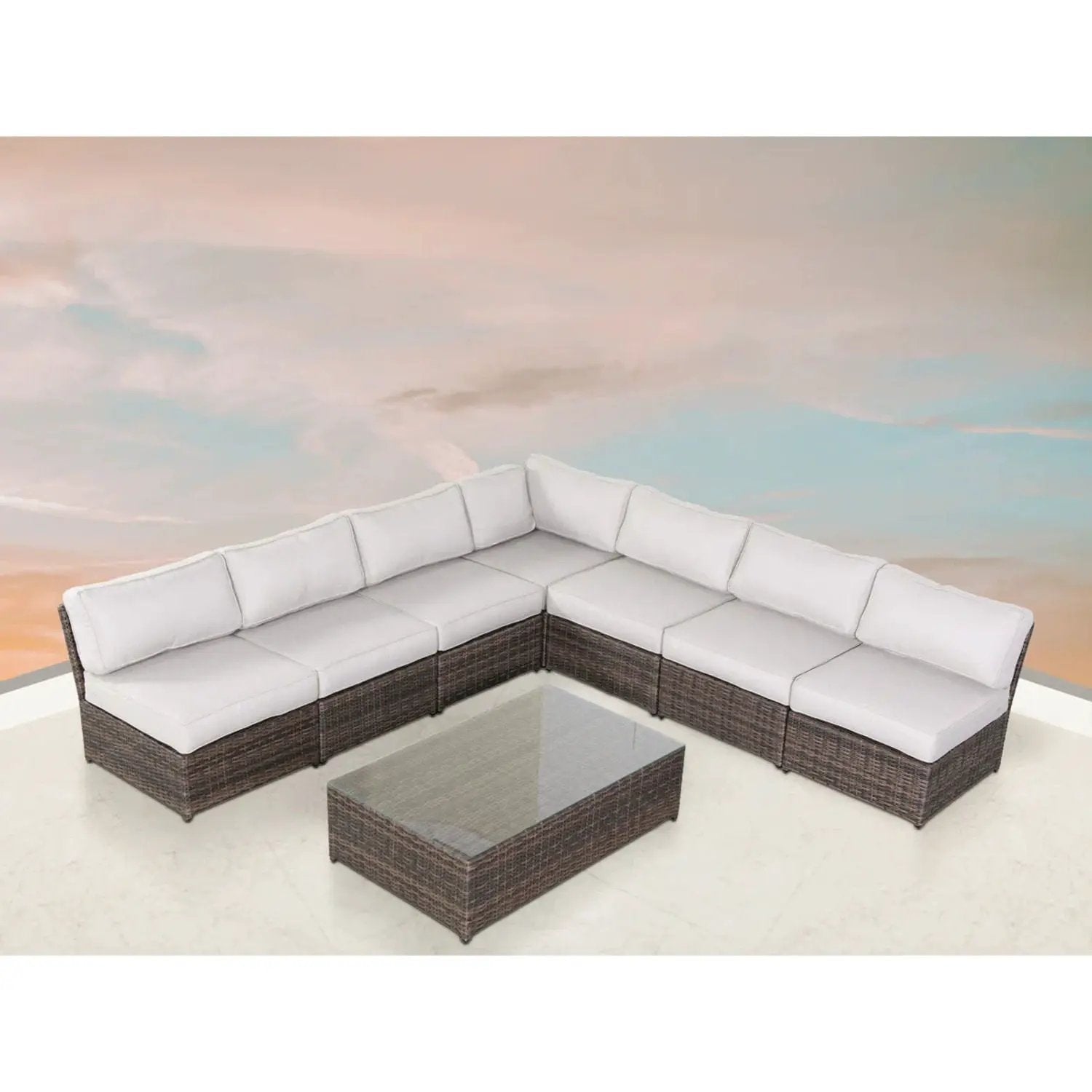 Comfortable Modern Patio Rattan Sectional Set With Cushions by Unique Piece Furniture