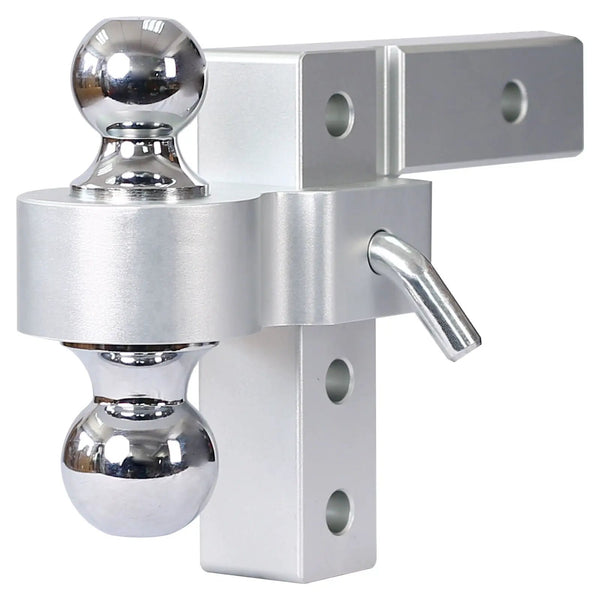 Alu - Adjustable Trailer Drop Hitch With 2" Receiver, 6" Adjustable - Silver