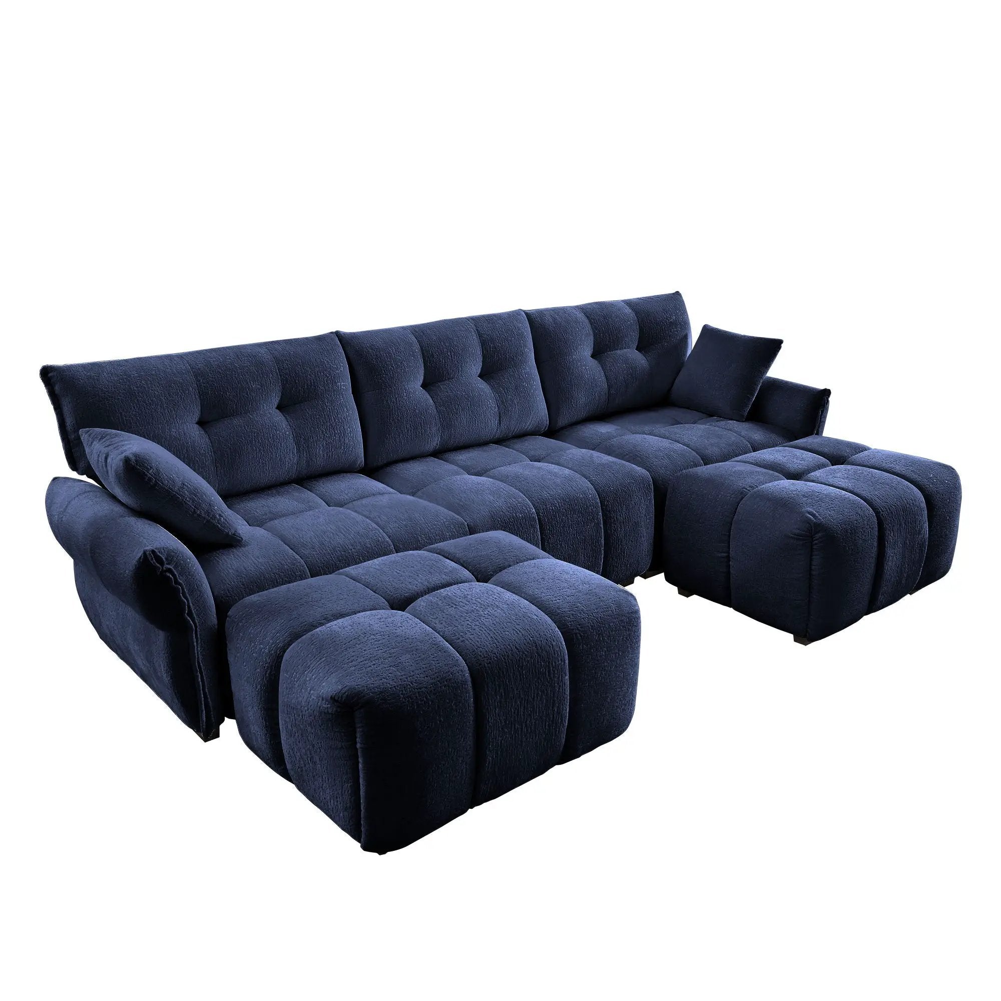 Sofa Set With Ottoman And Pillows, Textured, High Resilience Cushions by Unique Piece Furniture