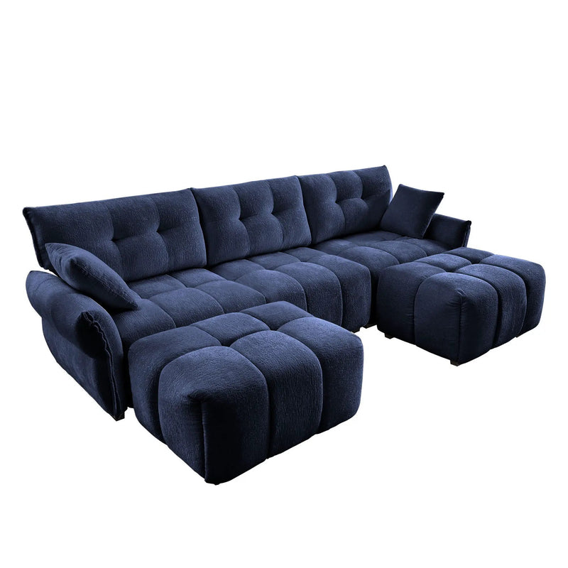 Sofa Set With Ottoman And Pillows, Textured, High Resilience Cushions by HouseOfZazla