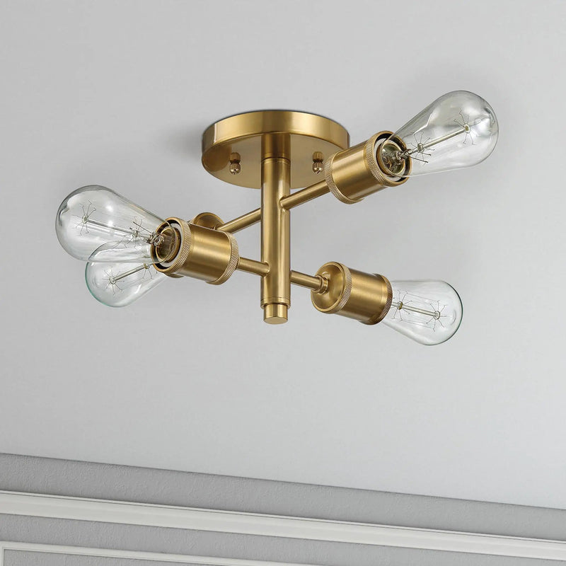 Ephemeral - 4 Lights Semi Flush Mount Ceiling Pendant - Antique Brass / Clear / Gold by Unique Piece Furniture