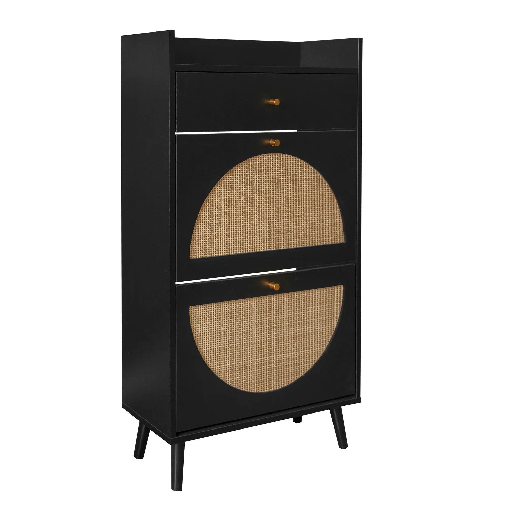 Allen - Rattan 2 Door 1 Drawer Cabinet Shoe Rack For Entrance by HouseOfZazla