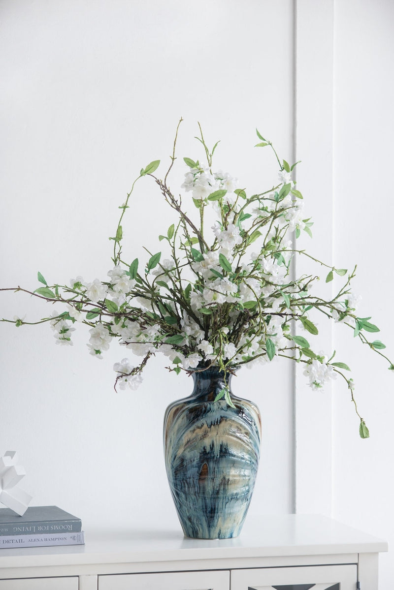 D8.7x15.5' Blue and Brown Reactive Glazed Vase by HouseOfZazla