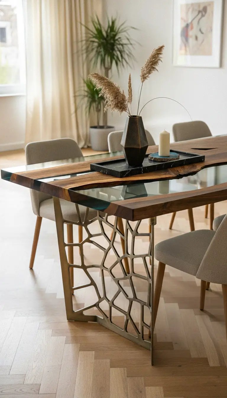 Resin Walnut River Dining Room Table | Voronoi Table, photo 2 of 17