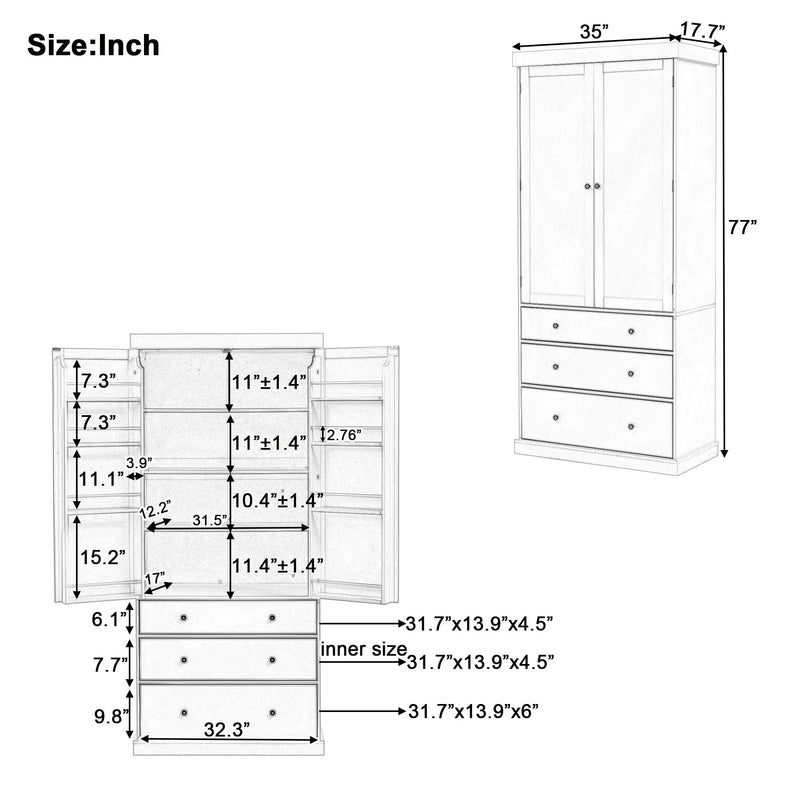 TOPMAX 77inch Farmhouse Kitchen Pantry by HouseOfZazla
