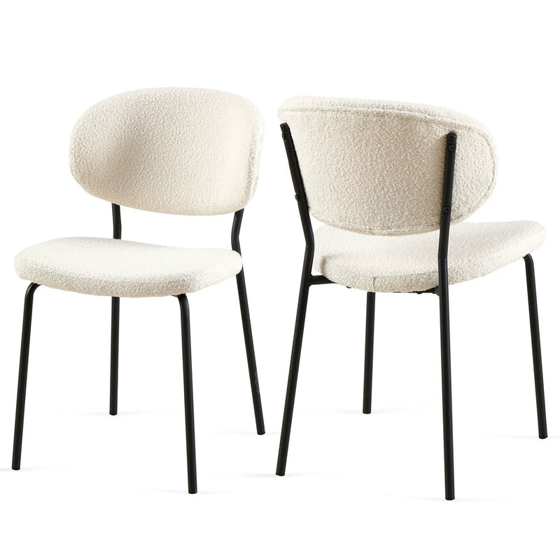 Boucle Dining Chairs, Dining Chairs With Metal Legs For Dining Room, Kitchen, Living Room by HouseOfZazla