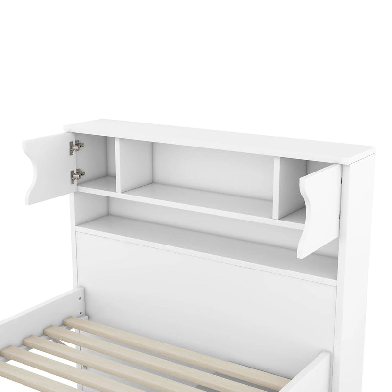 Captain Platform Bed Frame With Storage Bookcases, Shelves, And 4 Drawers by Unique Piece Furniture